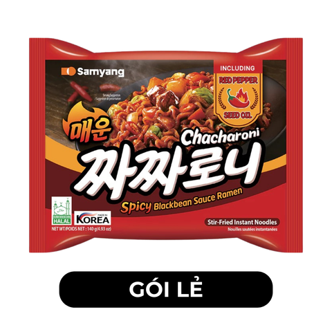 SAMYANG FOOD - Mì trộn Samyang Chacharoni hương vị Jjajang cay, Mì trộn tương đen cay Chacharoni Samyang - 140g/gói - 00547