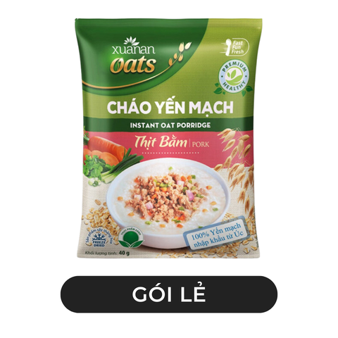 XUANAN - Cháo yến mạch Xuân An hương vị Thịt bằm, Cháo yến mạch thịt bằm Xuân An cháo thịt bằm ăn liền - 40g/gói - 00670