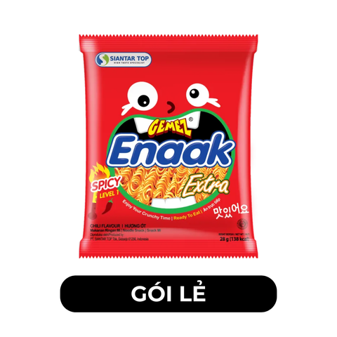 SIANTAR TOP - Snack mì Enaak hương vị Ớt, Snack mì trẻ em Enaak Gemez Indonesia, Snack Enaak Indo - 28g/gói - 00691