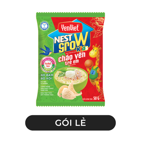 YENVIET - Cháo Yến trẻ em YenViet Nest Grow hương vị Bò bằm bó xôi, Cháo yến bò bằm Yến Việt Nest Grow - 50g/gói - 00597