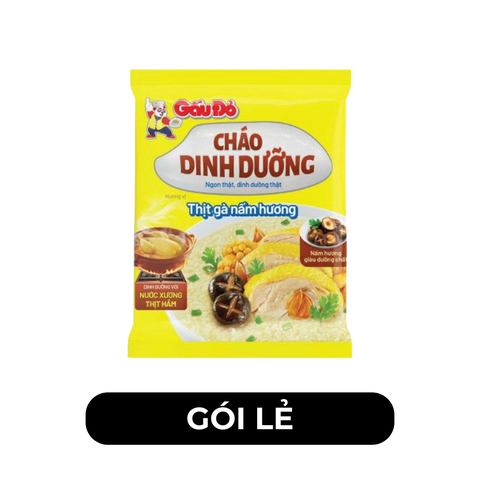 ASIAFOODS - Cháo dinh dưỡng Gấu đỏ hương vị Thịt gà nấm hương, Gấu Đỏ cháo thịt gà nấm hương Gấu Đỏ - 60g/gói - 00710