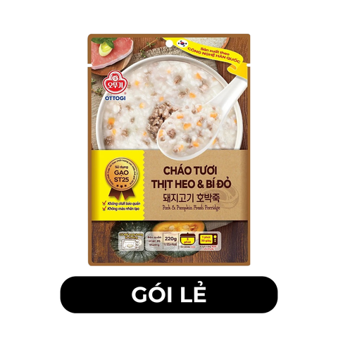OTOKI - Cháo tươi Ottogi hương vị Thịt heo & bí đỏ, Cháo tươi thịt heo bí đỏ Hàn Quốc Otoki - 220g/gói - 00700