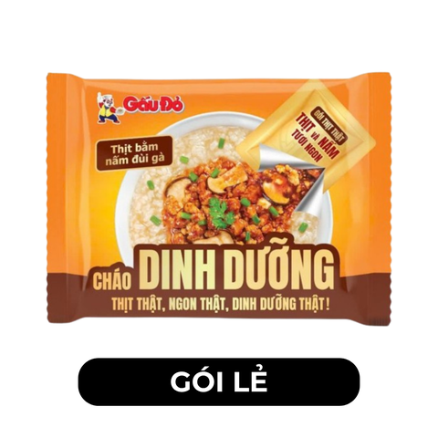 ASIAFOODS - Cháo Gấu đỏ (có gói thịt hầm thật) hương vị Thịt bằm nấm đùi gà, Cháo ăn liền Gấu đỏ - 74g/gói - 00665