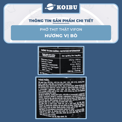 VIFON - Phở Vifon thịt thật hương vị Bò, Vifon Phở bò thịt thật Vifon, Phở thịt thật Vifon ăn liền - 90g/gói - 00813