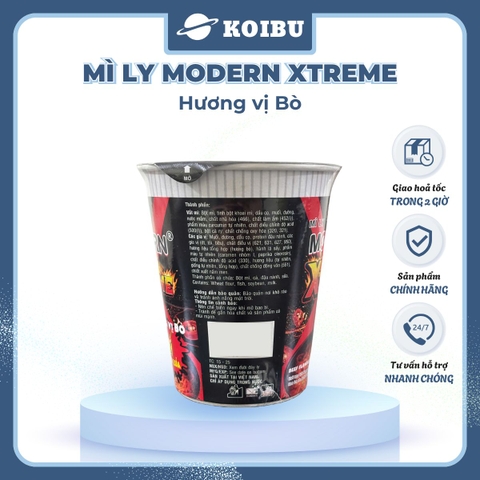 ACECOOK - Mì ly Modern Xtreme hương vị Bò, Mì bò Modern Xtreme ly, Mì Modern Extreme ly ăn liền - 65g/ly - 00012