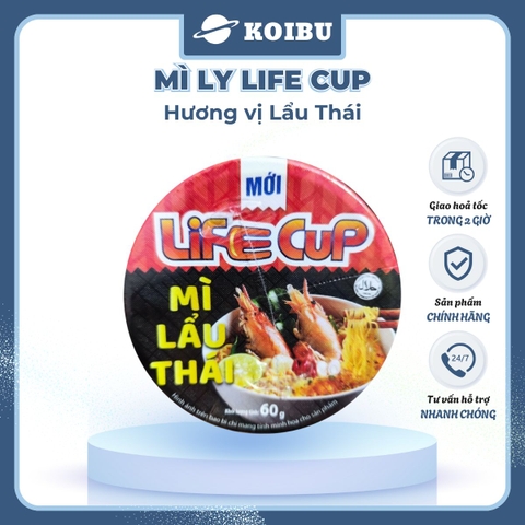 THIEN HUONG FOOD - Mì ly Life Cup hương vị Lẩu thái, Mì ly lẩu thái Life Cup, Mì lẩu thái Life Cup ly (60g/ly) - 00817