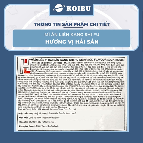 KANG SHI FU - Mì Kang Shi Fu hương vị Hải sản, Mì Kang Shi Fu ăn liền, Mì ăn liền Trung Hoa - 98g/gói - 00747