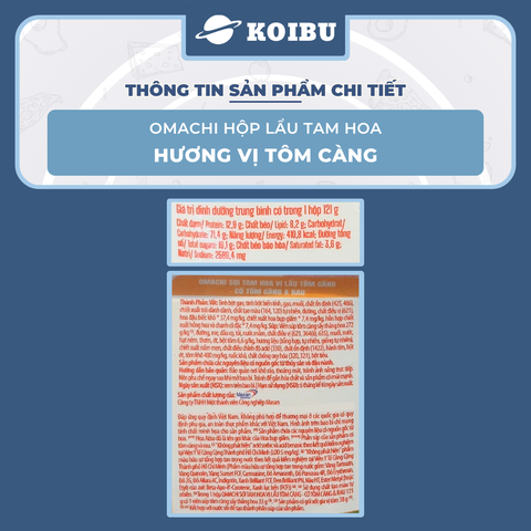 MASAN - Omachi Lẩu Tam Hoa hương vị tôm càng (có tôm thật), lẩu Omachi sợi Tam Hoa tôm càng thật ăn liền - 121g/hộp - 00891