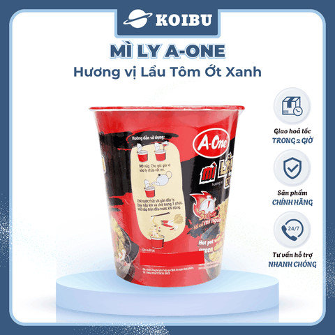 SAIGON VE WONG - Mì ly A-One hương vị Lẩu tôm ớt xanh - 65g/ly - 00861