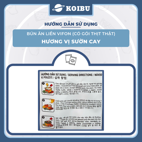 VIFON - Bún sườn cay thịt thật Vifon, bún sườn cay Vifon thịt thật, bún Vifon ăn liền thịt thật - 90g/gói