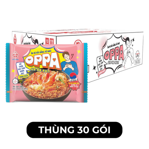 OTTOGI - Mì trộn Oppa hương vị Hải sản hành phi, Mì hải sản hành phi Oppa trộn, Mì Oppa Hàn Quốc - 65g/gói - 00247