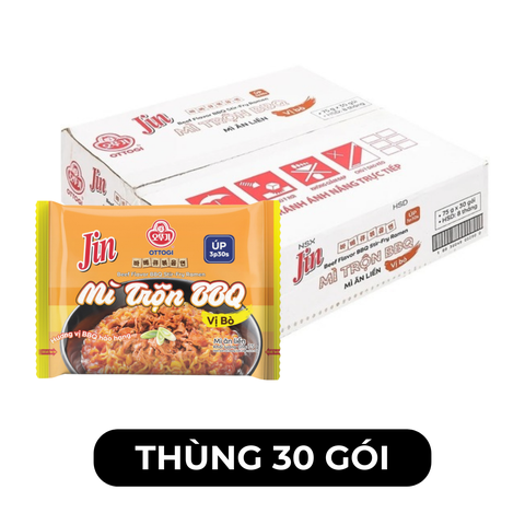 OTTOGI - Mì úp Jin hương vị trộn BBQ bò, Mì trộn BBQ bò Jin, Mì trộn BBQ Ottogi Jin hương vị bò - 75g/gói - 00450