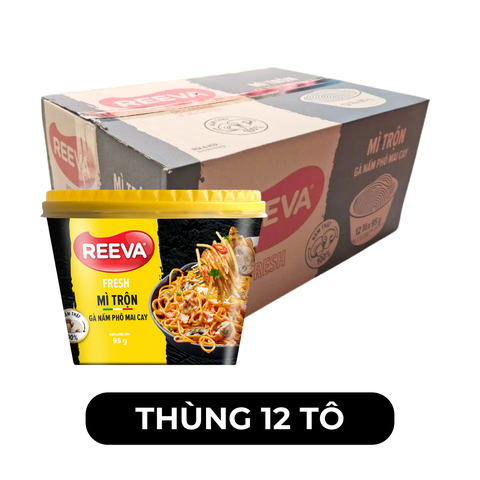UNIBEN - Mì tô trộn Reeva Fresh hương vị Gà nấm phô mai cay, Mì trộn gà nấm phô mai Reeva tô, Mì Reeva - 95g/tô - 00136