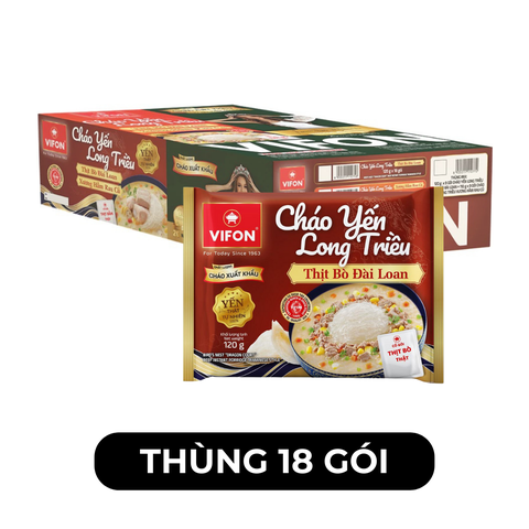 VIFON - Cháo yến Long Triều (có thịt thật) hương vị Thịt bò Đài Loan, Cháo thịt bò Đài Loan Vifon - 120g/gói - 00251