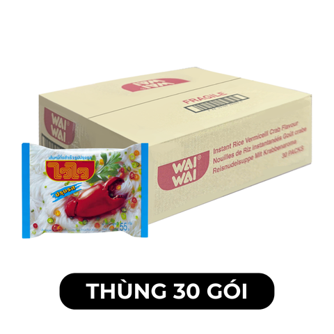 Bún WAI WAI - Bún gạo WaiWai vị cua - Bún gạo ăn liền Thái Lan - Bún ăn liền Thailand - Bún gạo cua Wai Wai - Bún Wai Wai cua - Bún cua Wai Wai - 55g/gói - 00281