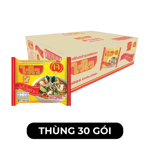 WAI WAI - Mì WaiWai chay vị Thái chua - Mì ăn liền Thái Lan - Mì chay chua (Thailand) - 60g/gói - 00277