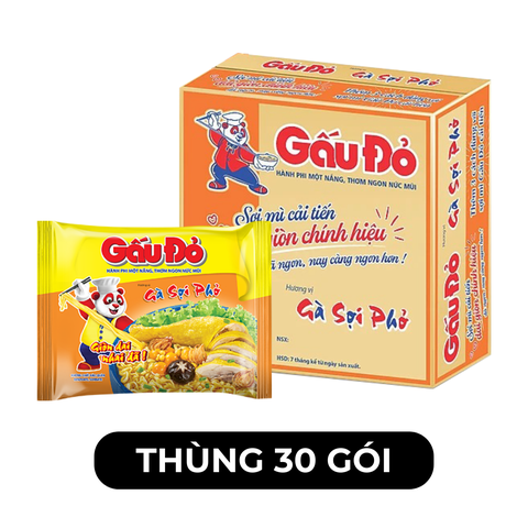 ASIAFOODS - Mì Gấu Đỏ hương vị Gà sợi phở, Mì Gà sợi phở Gấu Đỏ, Mì gói ăn liền Gấu Đỏ Gà sợi phở - 63g/gói - 00325