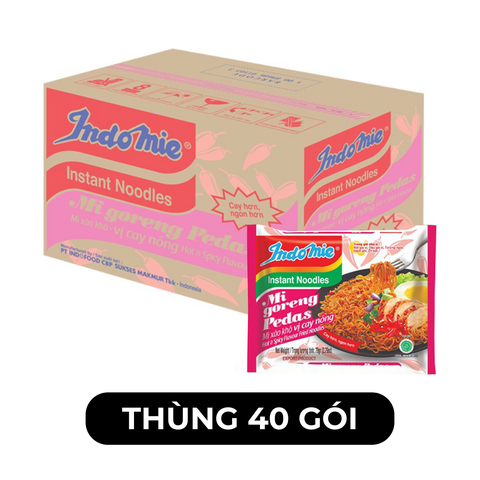 INDOFOOD - Mì xào khô Indomie Goreng vị Cay nồng, Mì Indomie vị Cay nồng, Mì xào Indomie, Mì Indomie Indonesia - 79g/gói - 00085
