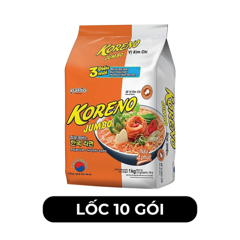 PALDO - Mì Koreno Jumbo hương vị Kim chi, Mì kim chi Koreno Jumbo, Mì ăn liền Koreno Jumbo, Mì Hàn Quốc - 100g/gói - 00382