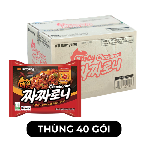 SAMYANG FOOD - Mì trộn Samyang Chacharoni hương vị Jjajang cay, Mì trộn tương đen cay Chacharoni Samyang - 140g/gói - 00547