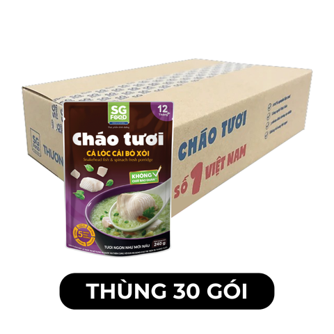 SG FOOD - Cháo tươi SG Food hương vị Cá lóc cải bó xôi, Cháo tươi cá lóc cải bó xôi ăn liền SG Food - 240g/gói - 00632