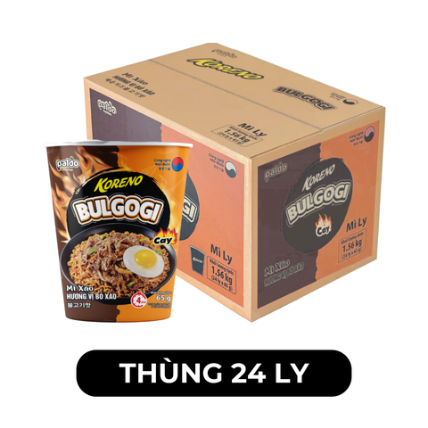 PALDO - Mì ly xào Koreno Bulgogi hương vị Bò xào cay, Mì trộn Koreno Bulgogi ly, Mì bò xào cay Hàn Quốc - 65g/ly - 00604