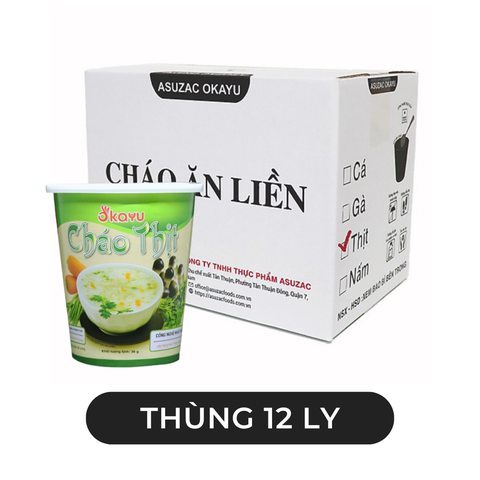 ASUZAC FOODS - Cháo ly Asuzac Okayu hương vị Thịt, Cháo thịt ăn liền Asuzac ly, Cháo thịt Okayu Asuzac - 36g/ly - 00580