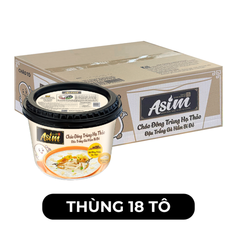 ASIAFOODS - Cháo tô đông trùng hạ thảo Asim hương vị Đậu trắng gà hầm bí đỏ (có gói đông trùng thật) - 100g/tô - 00682