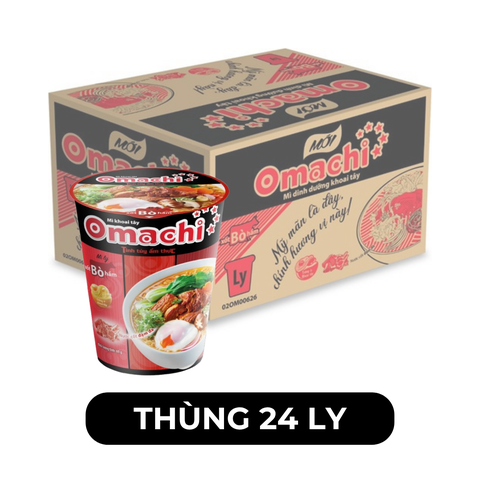 MASAN - Mì ly OMACHI KHÔNG THỊT vị Xốt Bò Hầm - Mì ly ăn liền không thịt Omachi, Mì ly khoai tây Omachi, Mì ly healthy không chiên Omachi - 70g/ly - 00108