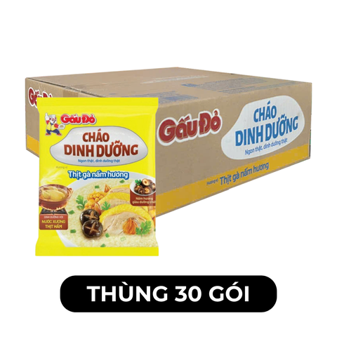 ASIAFOODS - Cháo dinh dưỡng Gấu đỏ hương vị Thịt gà nấm hương, Gấu Đỏ cháo thịt gà nấm hương Gấu Đỏ - 60g/gói - 00710