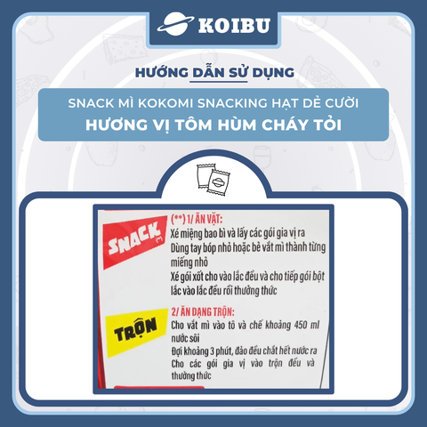 MASAN - Snack mì Kokomi Snacking hương vị Tôm hùm cháy tỏi, Kokomi Snacking Tôm hùm cháy tỏi ăn liền  - 70g/gói - 00897