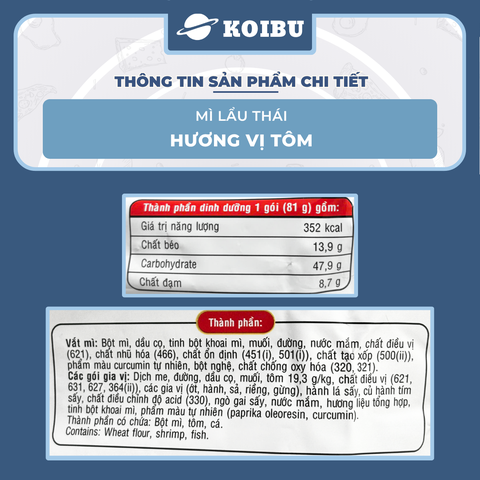 ACECOOK - Mì lẩu Thái Tôm, Mì ăn liền lẩu thái Tôm, Mì lẩu Thái hương vị Tôm, Mì Thế giới mì Acecook - 81g/gói - 00031