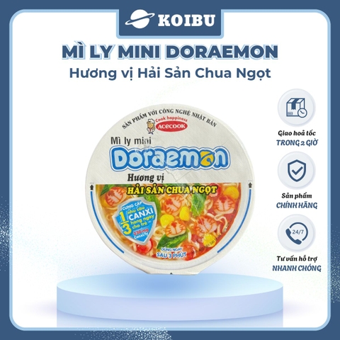 ACECOOK - Mì ly mini Doraemon hương vị Hải Sản Chua Ngọt, Mì ly hải sản chua ngọt Doraemon Mini, Mì Doraemon ly - 53g/ly - 00022