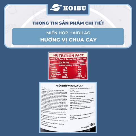 YIHAI - Miến hộp Haidilao hương vị Chua cay, Haidilao miến Chua cay Haidilao hộp, Miến Haidiao ăn liền - 127g/hộp - 00819