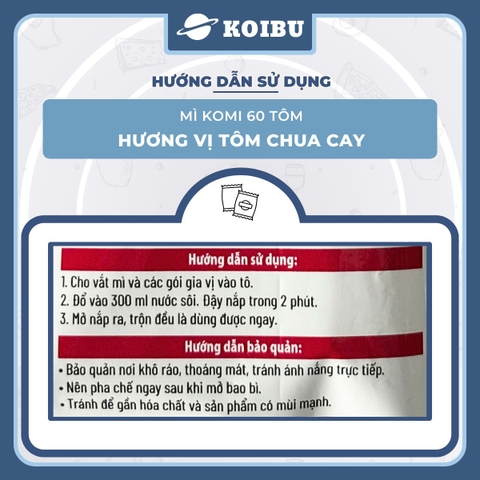MASAN - Mì Komi hương vị Tôm chua cay, Komi Mì tôm chua cay Komi, Mì Kokomi tôm chua cay ăn liền - 60g/gói - 00809