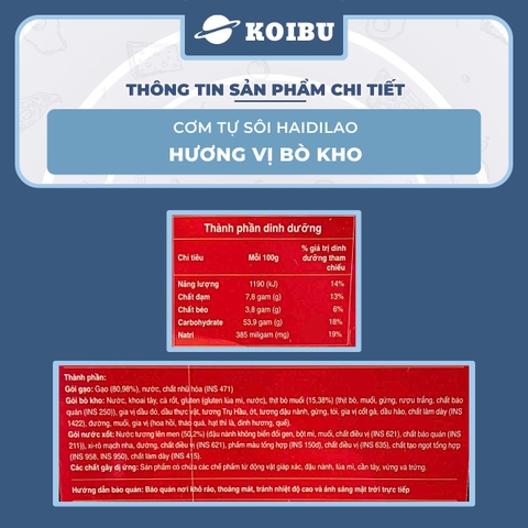 YIHAI - Cơm tự sôi Haidilao hương vị Bò kho, Cơm tự sôi Hadilao Bò kho - 195g/hộp - 00834