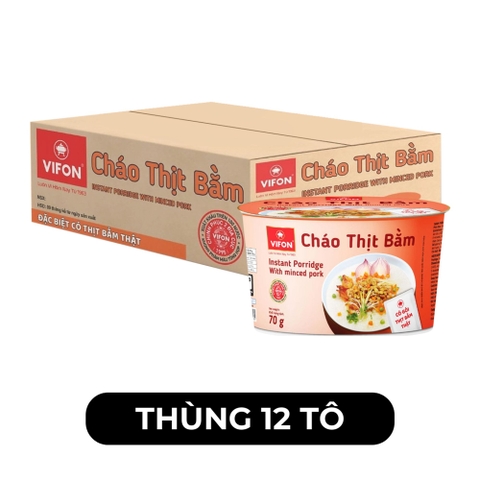 VIFON - Cháo Vifon tô có gói thịt thật vị Thịt bằm, Cháo thịt bằm tô Vifon, Cháo Vifon tô ăn liền - 70g/tô - 00498