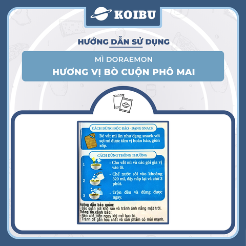 ACECOOK - Mì Doraemon hương vị bò cuộn phô mai, Mì ăn liền trẻ em, Mì Doremon bổ sung canxi, Mì gói Doraemon - 62g/gói - 00069