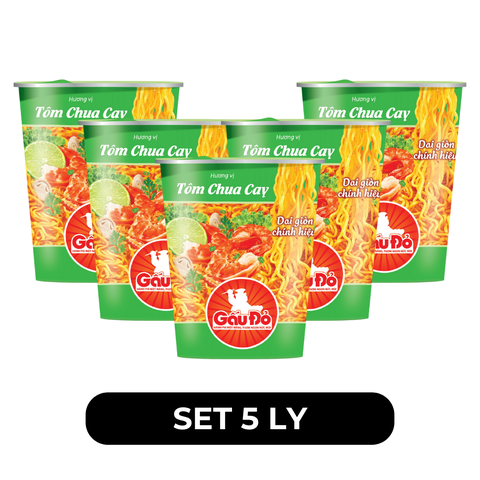 ASIAFOODS - Mì ly Gấu Đỏ Tôm chua cay, Mì ly Gấu Đỏ hương vị Tôm chua cay, Mì ly tôm chua cay Gấu Đỏ - 65g/ly - 00468