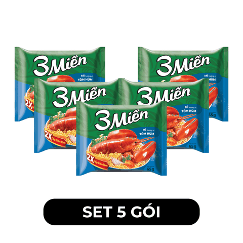 UNIBEN - Mì 3 Miền hương vị Tôm Hùm - Mì 3 Miền tôm hùm, Mì gói tôm hùm 3 Miền ăn liền - 65g/gói - 00358