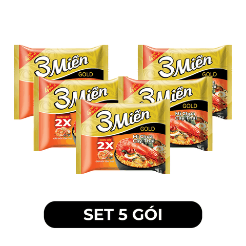 UNIBEN - Mì 3 Miền Gold hương vị Chua Cay Thái - Mì ăn liền Chua Cay Thái 3 Miền Gold gói - 75g/gói - 00354