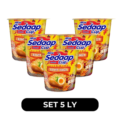 SEDAAP - Mì nước Sedaap ly vị gà cay (ly vàng) - Mì ăn liền Indonesia, Mie Sedaap Instant Cup Rawit Bingit, Mì ly Indonesia, Mì Indo - 75g/ly - 00477