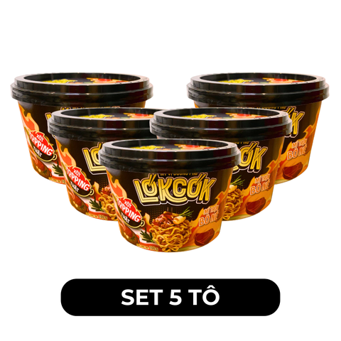 WORLD SPICE - Mì tô trộn LókCók hương vị Bò né, Mì trộn bò né LokCok, Mì trộn LokCok bò né ăn liền - 100g/tô - 00760