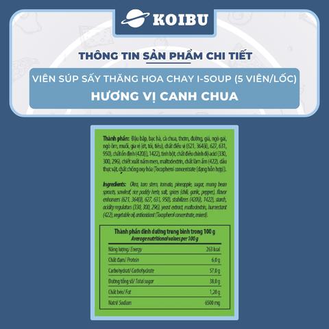 NFC - Viên súp sấy thăng hoa I-Soup hương vị Canh chua chay, Canh chua I-Soup, Canh ăn liền I Soup - 50g/lốc - 00725