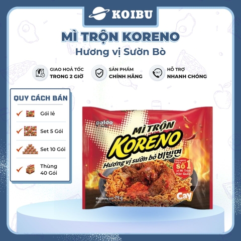 PALDO - Mì trộn Koreno hương vị Sườn bò, Koreno Mì trộn sườn bò Koreno, Mì Koreno Hàn Quốc ăn liền - 74g/gói - 00160