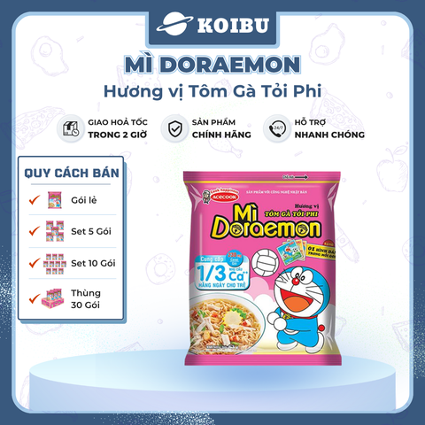 ACECOOK - Mì Doraemon hương vị Tôm gà tỏi phi, Mì ăn liền trẻ em, Mì Doremon bổ sung canxi, Mì gói Doraemon (63/gói) - 63g/gói - 00070