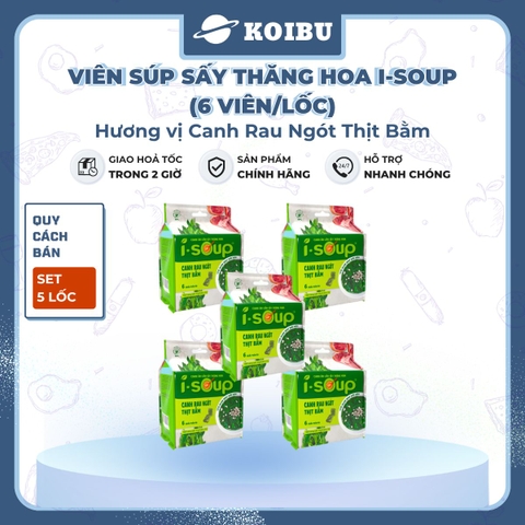 NFC - Viên súp sấy thăng hoa I-Soup hương vị Canh rau ngót thịt bằm, Canh rau ngót thịt bằm I Soup - 54g/lốc - 00727