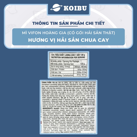 VIFON - Mì Hoàng Gia hương vị Hải Sản Chua Cay (có gói hải sản thật), Mì Hải sản Vifon Hoàng Gia - 130g/gói - 00215
