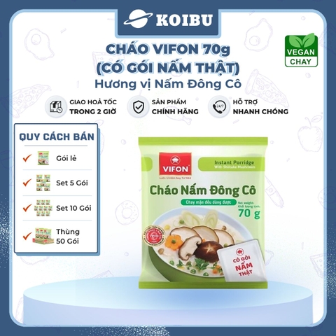 VIFON - Cháo Vifon 70g hương vị Nấm đông cô (có gói nấm thật), Vifon Cháo nấm đông cô, Cháo nấm Vifon - 70g/gói - 00155