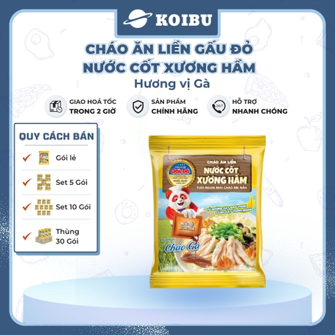 ASIAFOODS - Cháo dinh dưỡng nước cốt xương hầm Gấu đỏ hương vị Thịt gà, Cháo thịt gà Gấu đỏ ăn liền - 57g/gói - 00713